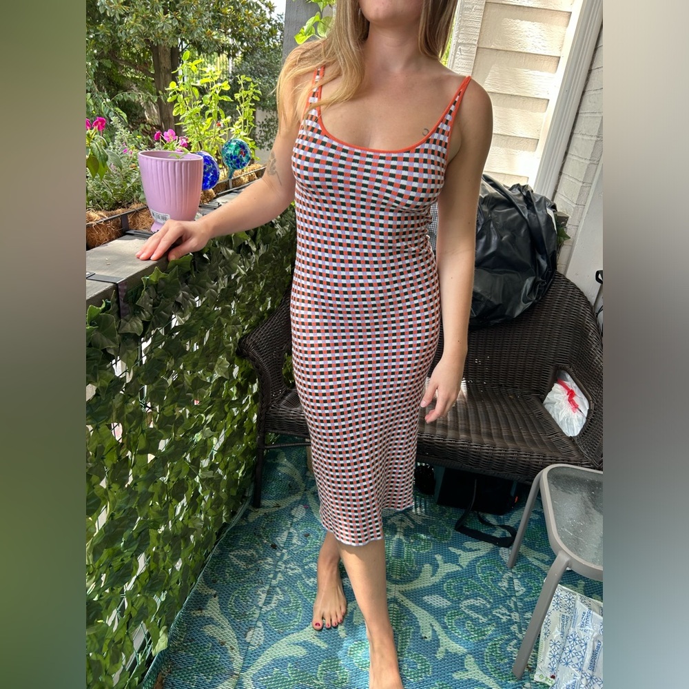 Cider Vibrant Checkered Midi Dress